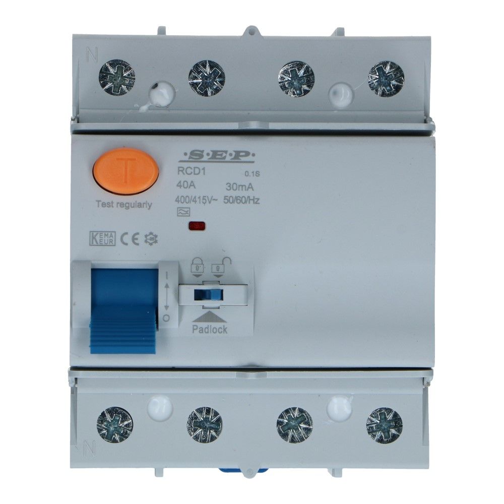 Aardlekschakelaar HI 40A 4 polig 30mA Type A[G] 10kA RCD1