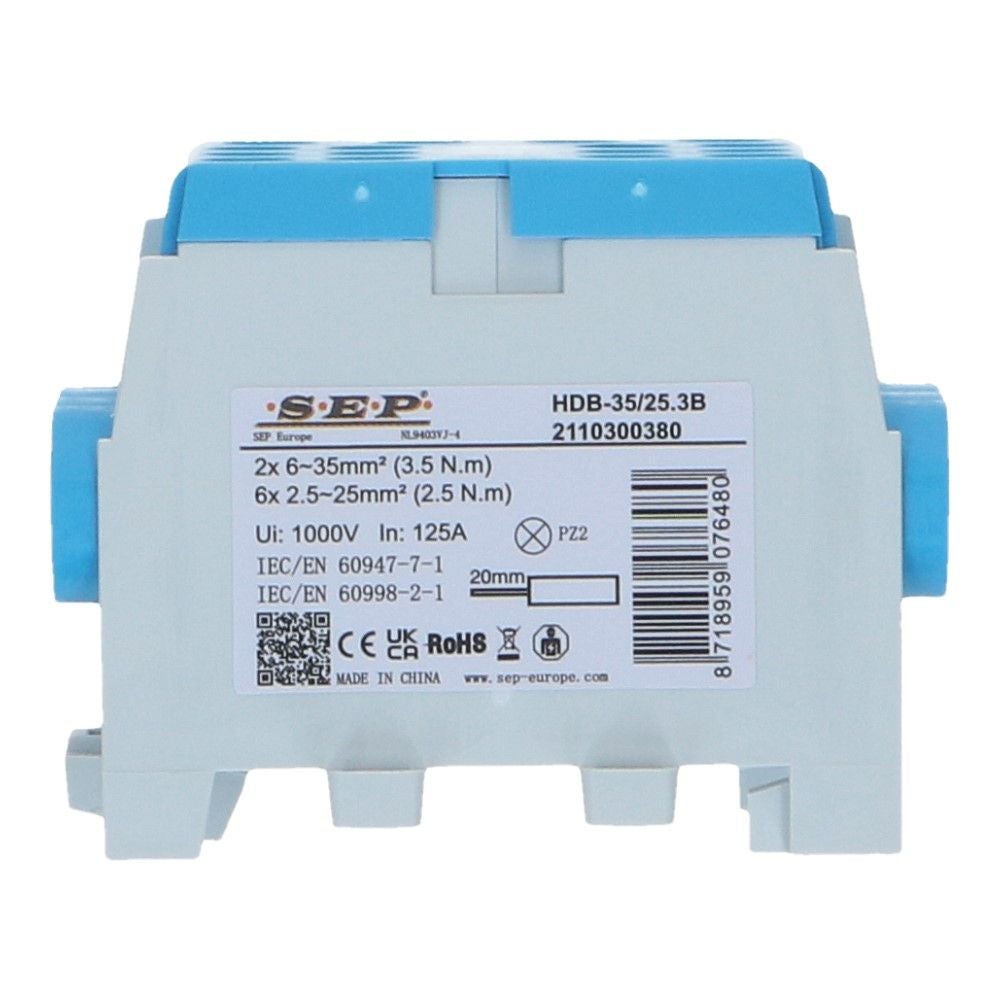 HLAK Hoofdkabel aftakklem 1x35mm²/3x25mm² blauw