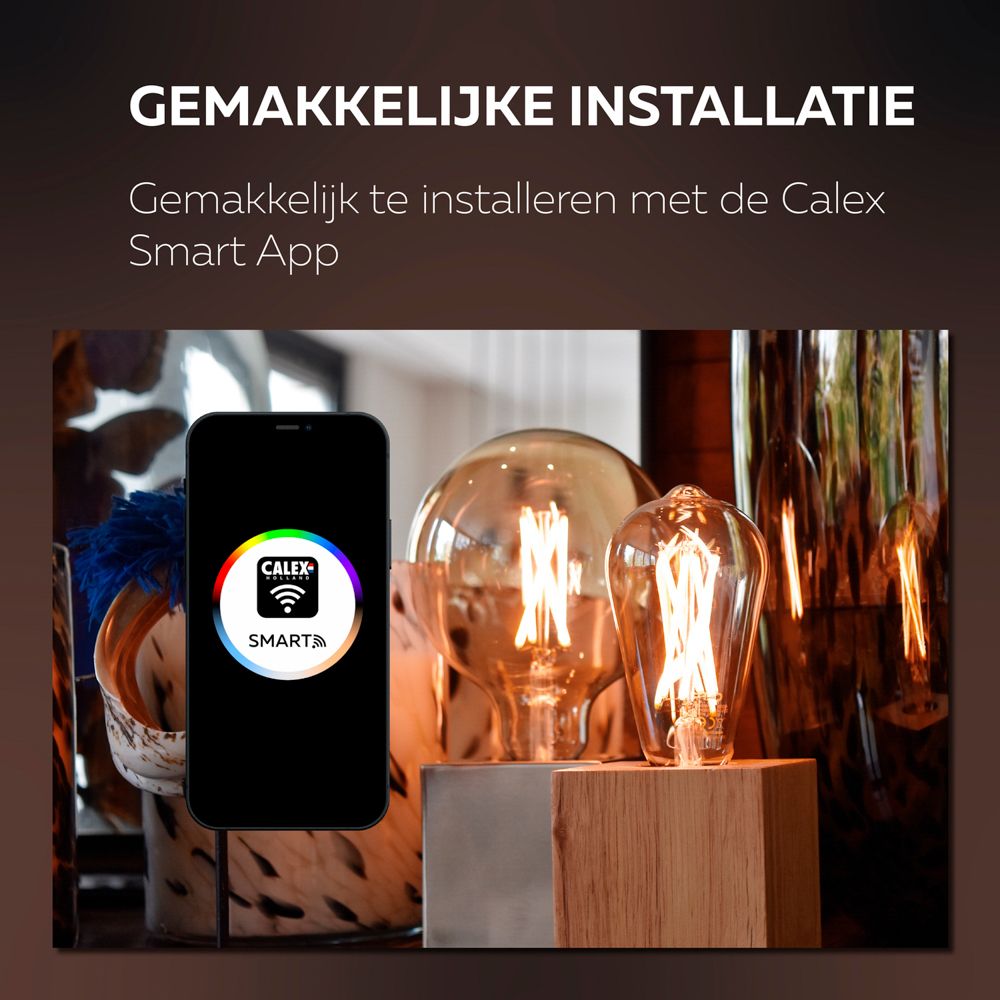 Calex Smart LED Filament Rustiek lamp helder ST64 E27 7W 806lm 1800-3000K