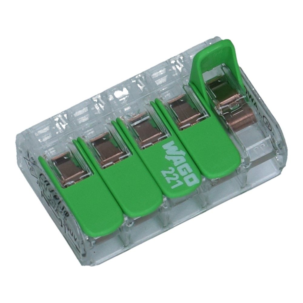 WAGO Green serie verbindingsklem 5 voudig 0.14-4mm² soepel en massief - 25 stuks