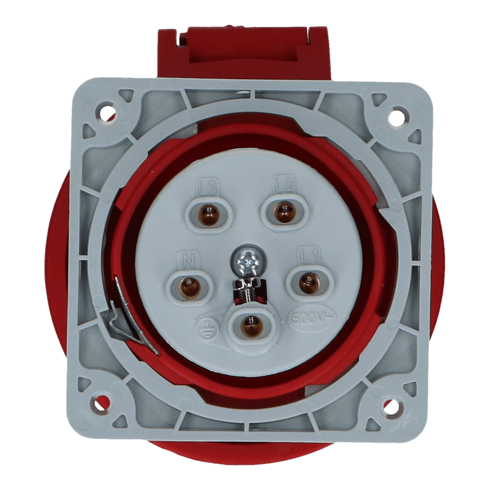 CEE female 5 polig 6H 16A IP67 inbouw wcd 380-415VAC recht