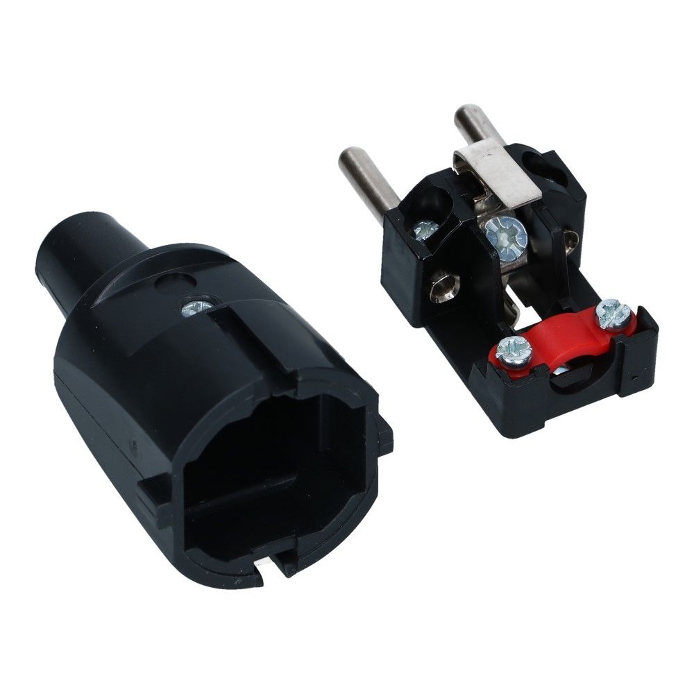 Stekker PVC zwart met pen-aarde