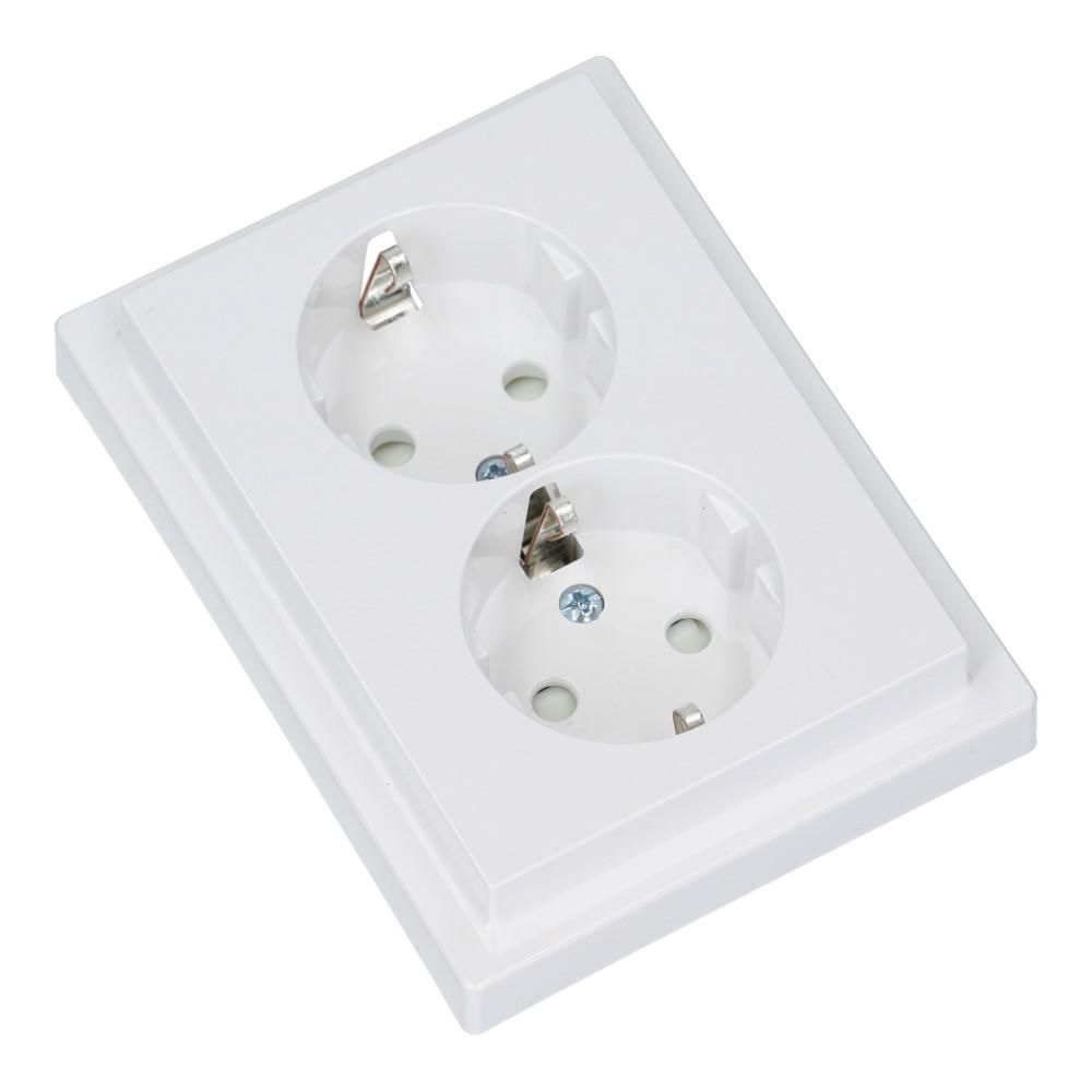 Wandcontactdoos dubbel SYSTEEM-D kinderveilig Lotus 9003