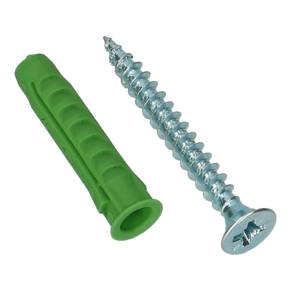 Nylon plug SX Green met rand 6x30mm met schroef 4.5x60mm PZ2 - 45 stuks