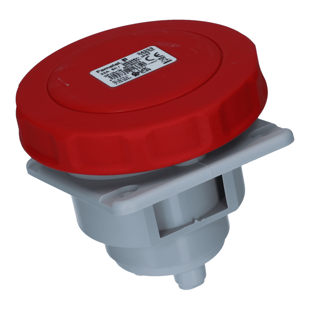 CEE female 5 polig 6H 32A IP67 inbouw wcd 380-415VAC