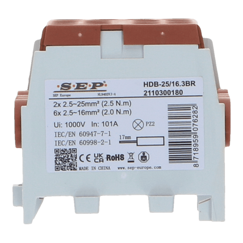 HLAK Hoofdkabel aftakklem 1x25mm² 3x16mm²  bruin