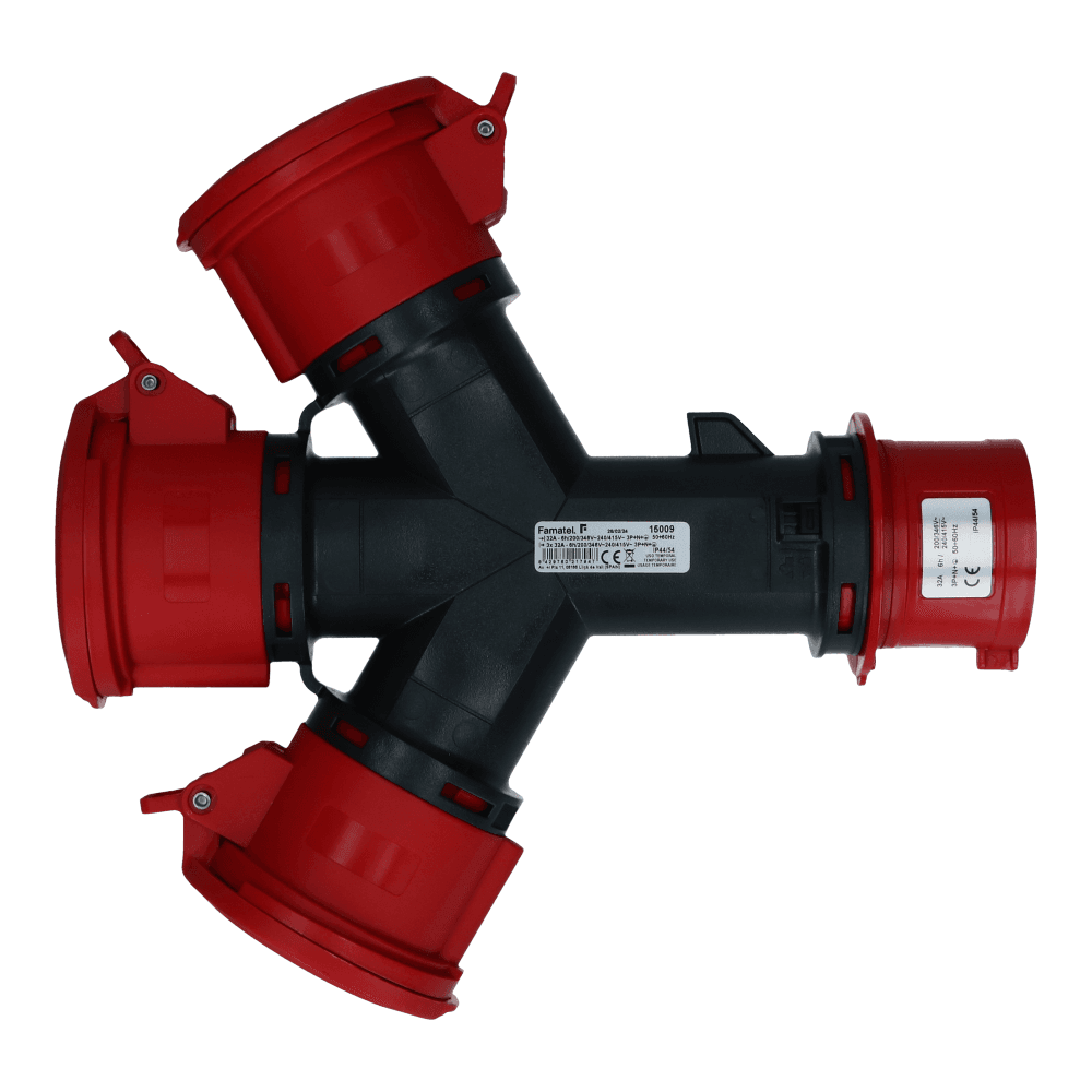 3 weg splitter 1x CEE naar 3xCEE 1p+n+e 32A