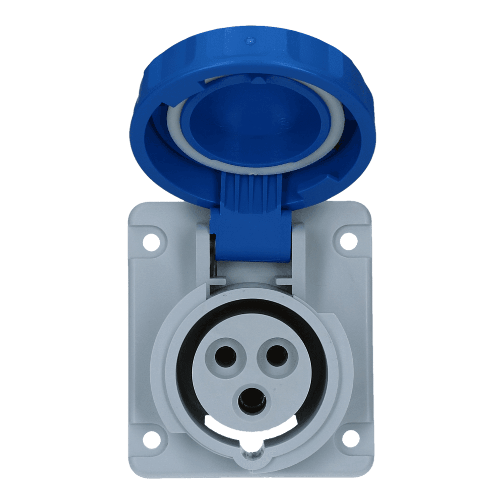 CEE female 3 polig 6H 16A IP67 inbouw wcd 220-240VAC