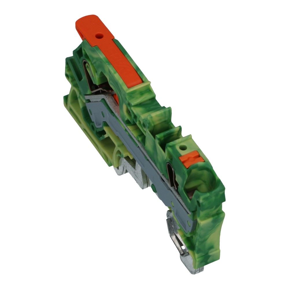WAGO montageklem hendel en drukknop 6mm² geel groen