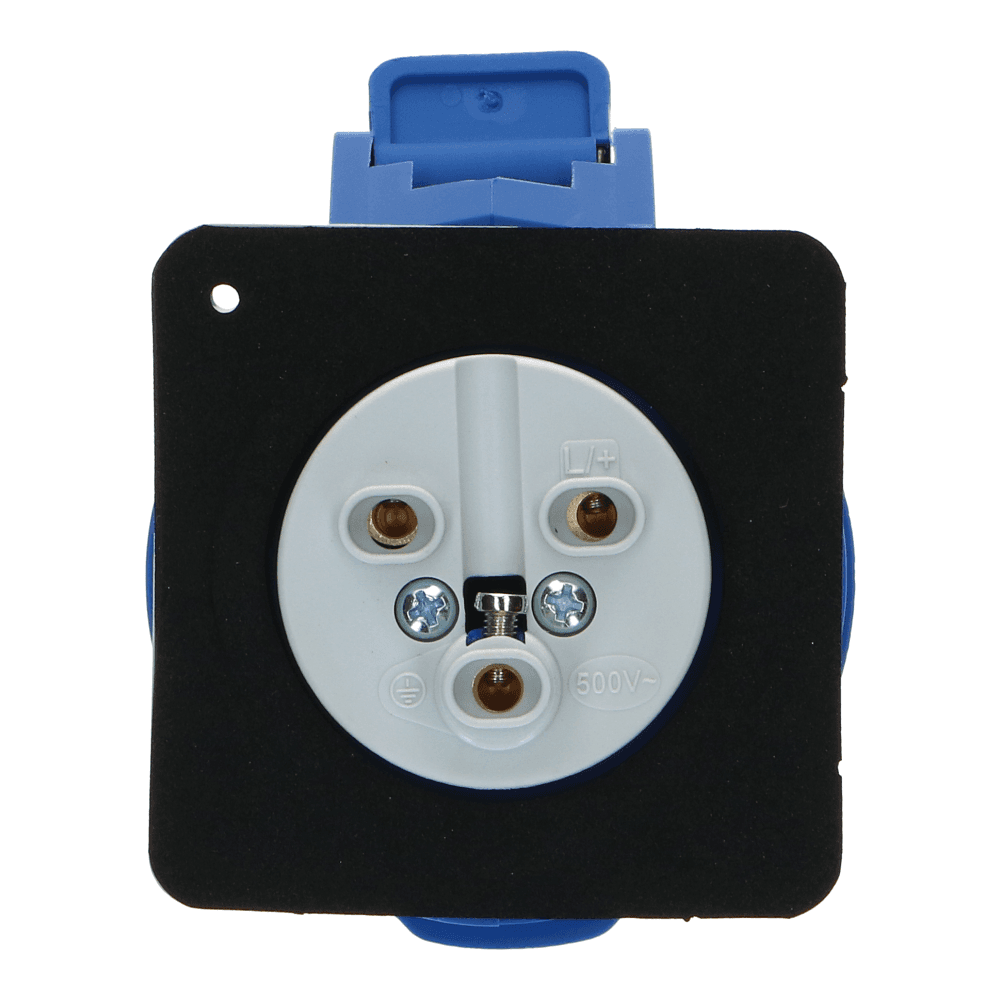 CEE female 3 polig 6H 32A IP54 inbouw wcd 220-240VAC recht