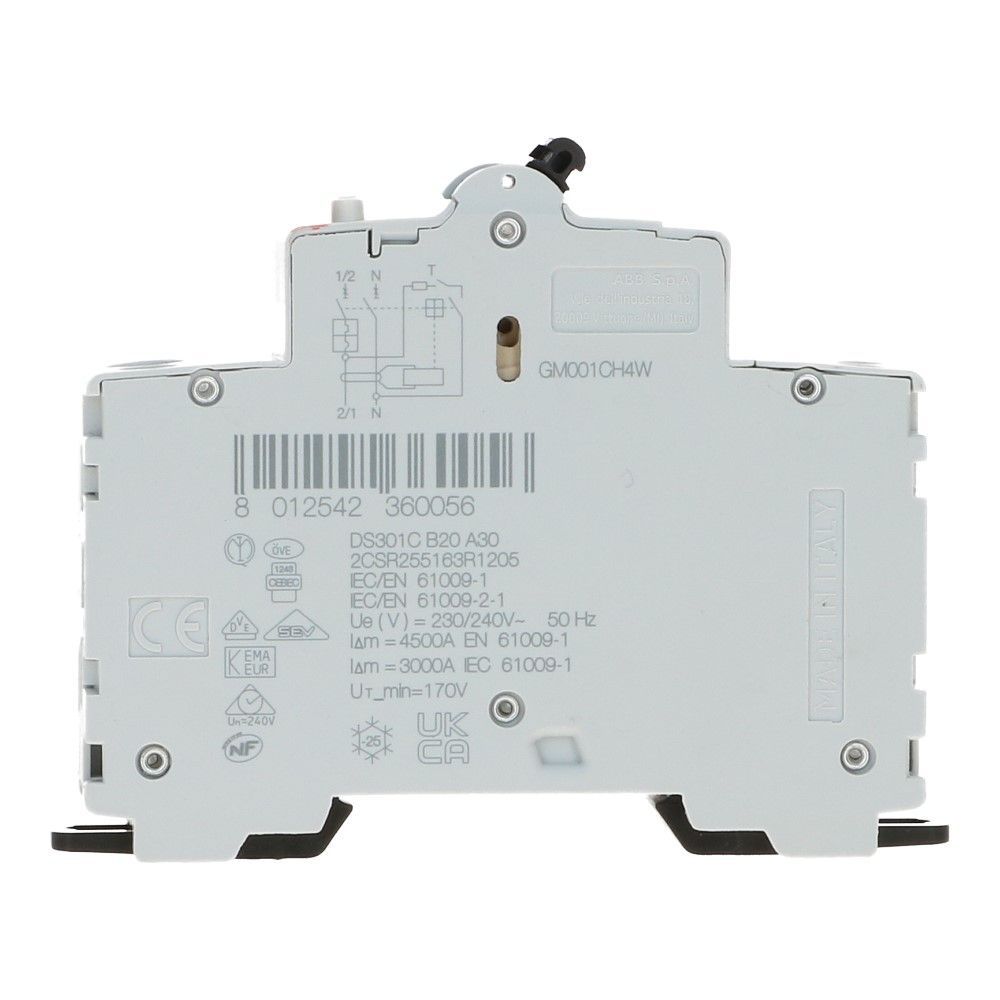 ABB Aardlekautomaat B20 1 polig + nul 30mA 6kA