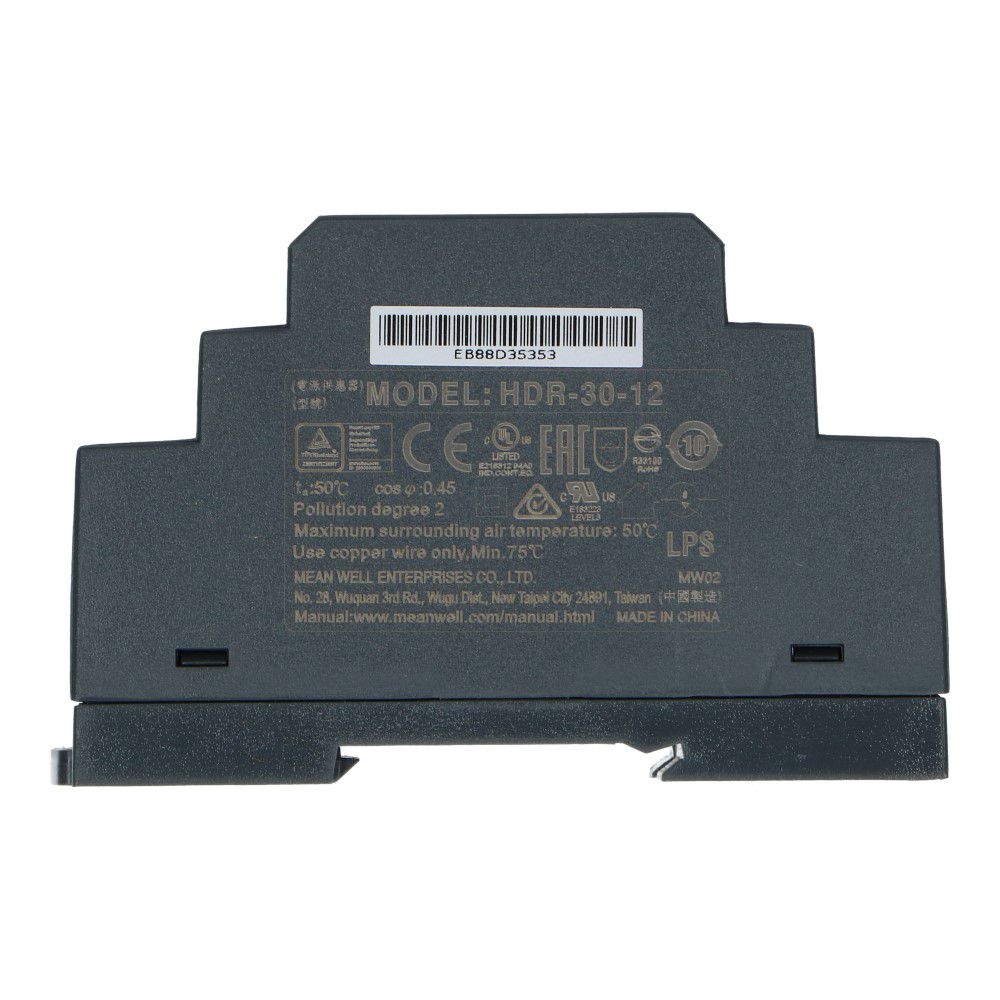 Voeding 12VDC 24W 2A dinrail ingang 85-264VAC