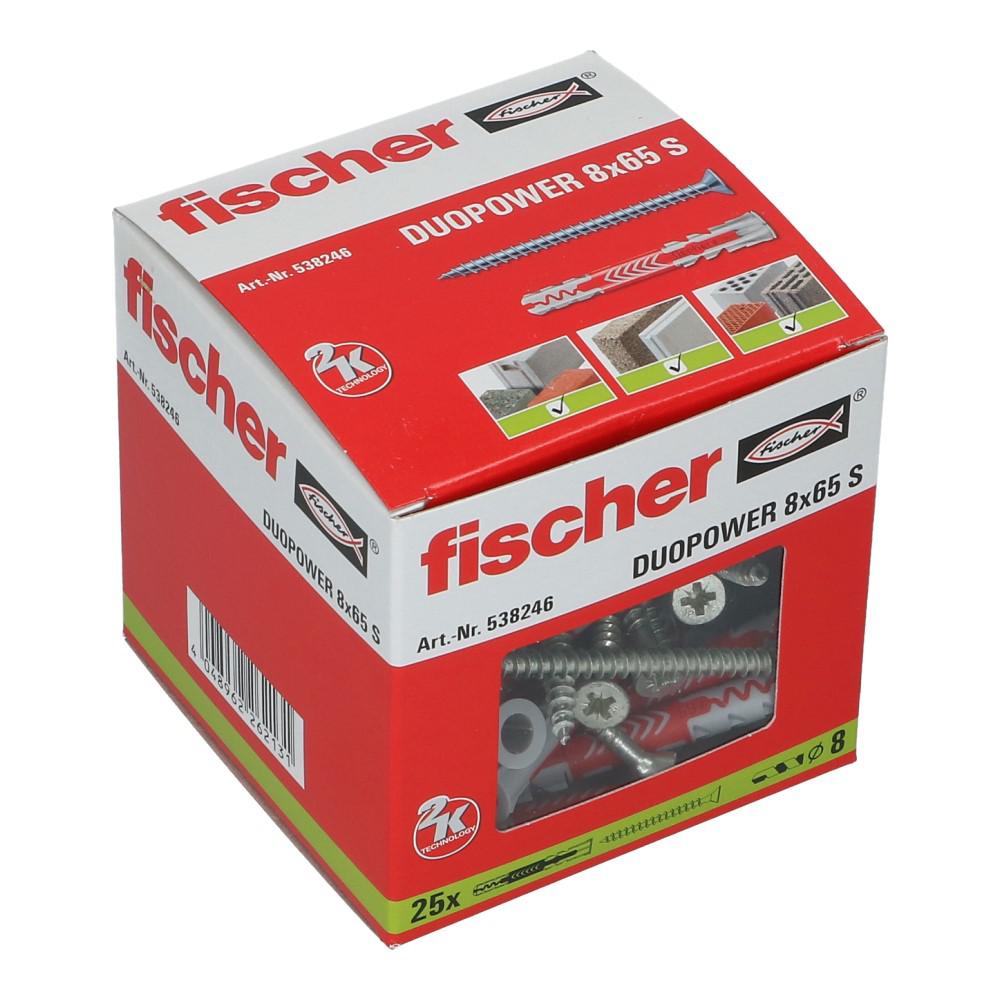 DuoPower plug universele 8x65mm met schroef 5x80mm PZ2 - 25 stuks