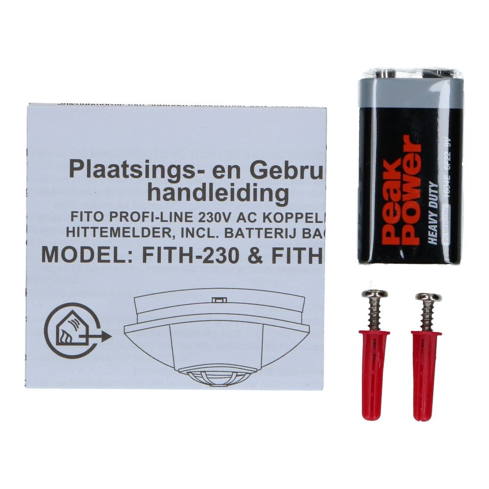 Hittemelder koppelbaar 230VAC met 9V backup