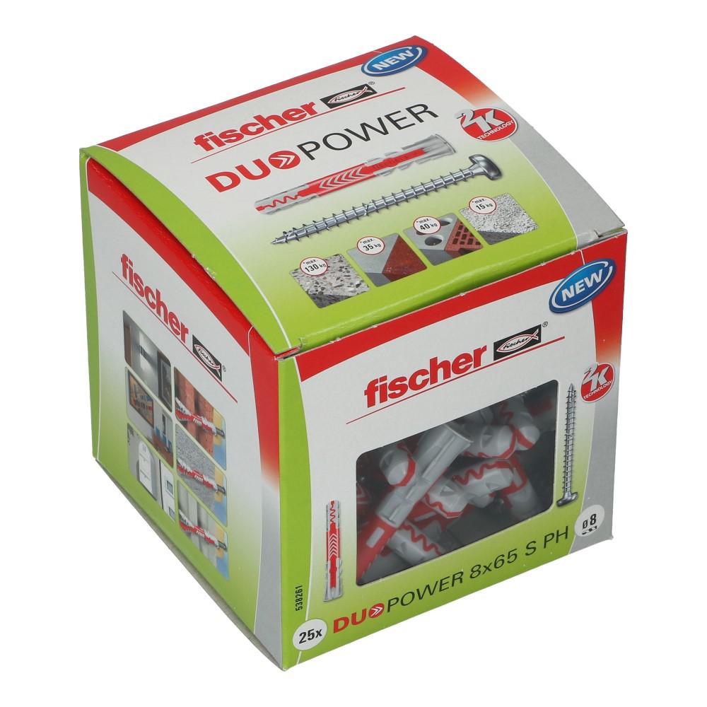 DuoPower plug universele 8x65mm met schroef 5x80mm PH2 - 25 stuks