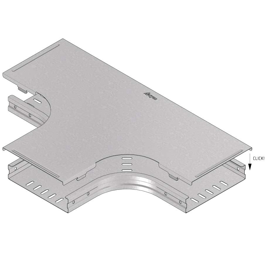 Kabelgoot deksel t-stuk klikbaar 300x60mm Sendzimir verzinkt