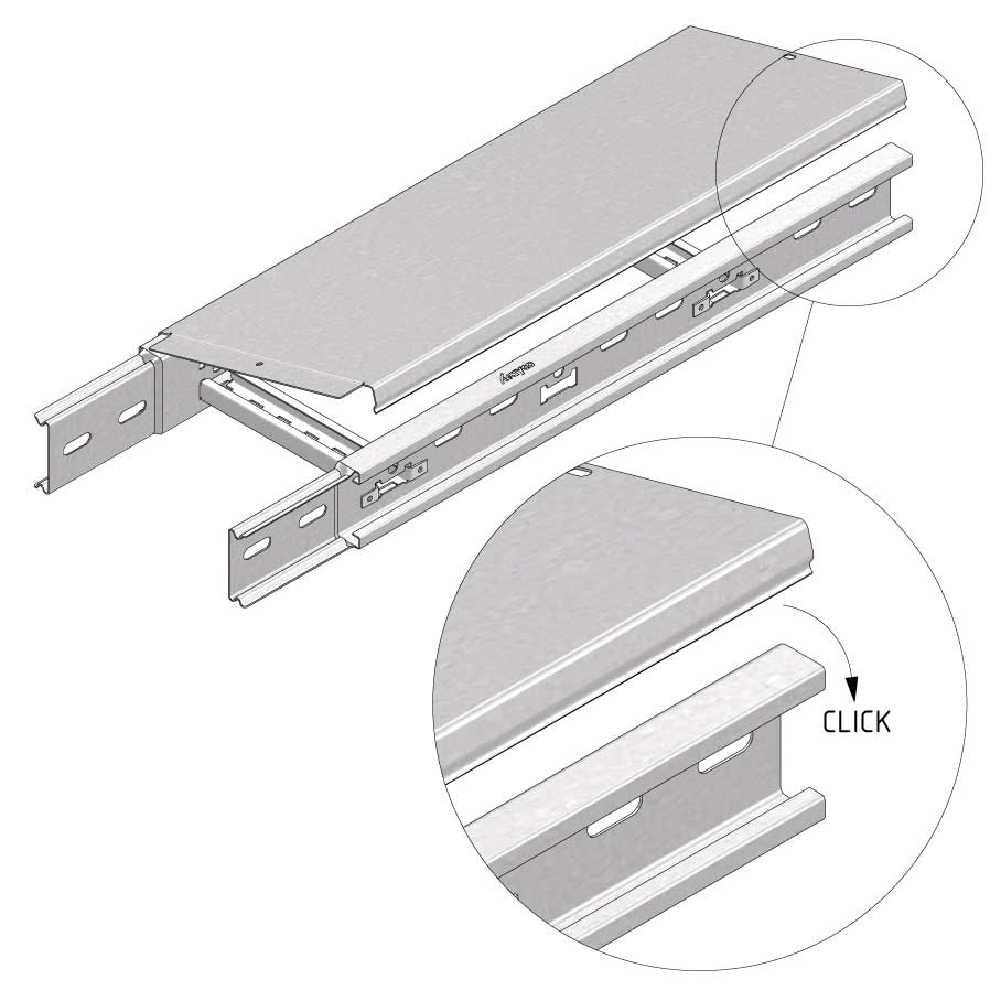 Kabelgoot deksel klikbaar 300x60mm Sendzimir verzinkt - 2 meter
