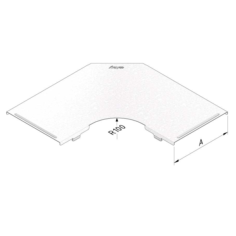 Kabelgoot deksel bocht 90° klikbaar 300x60mm Sendzimir verzinkt