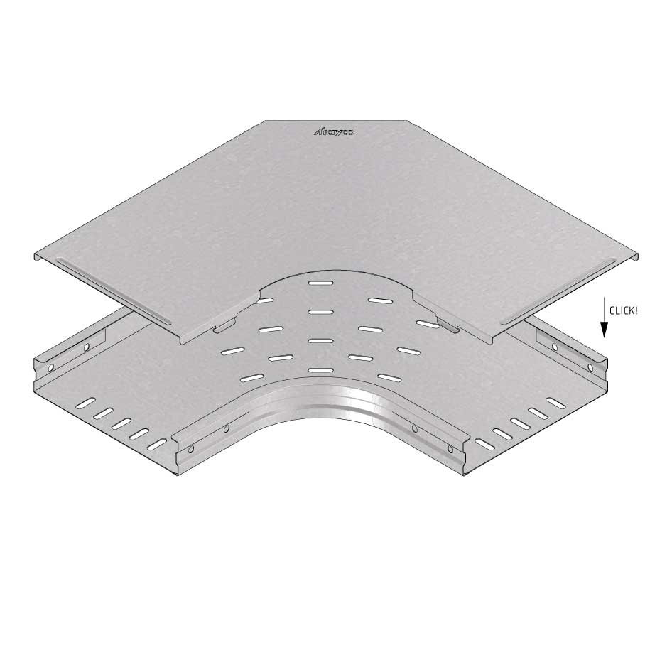 Kabelgoot deksel bocht 90° klikbaar 300x60mm Sendzimir verzinkt