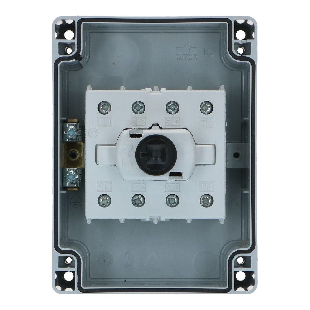 Werkschakelaar IP65 4 polig 25A 96x130x106mm zwart hendel ABS AC22-16A