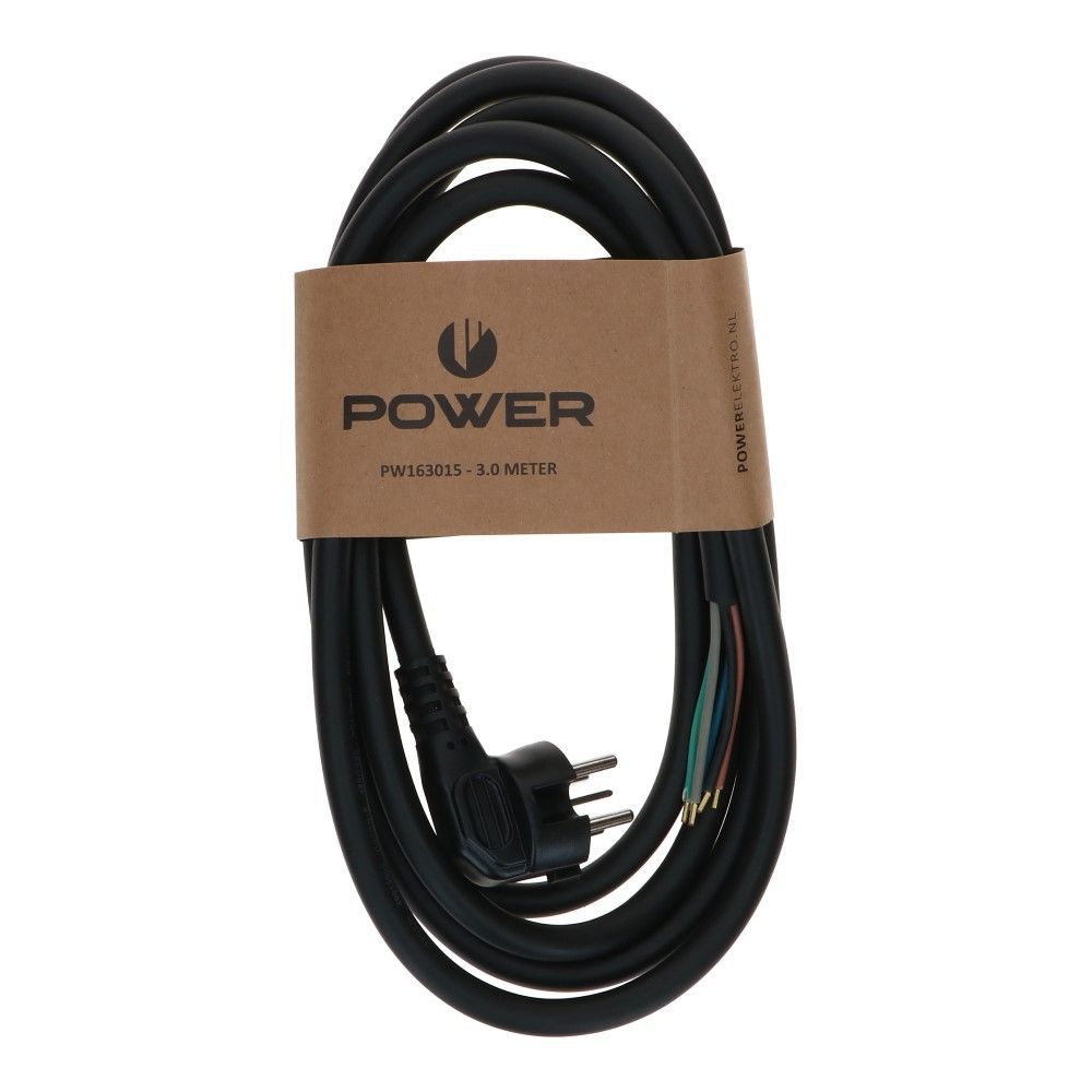 Perilex stekker 16A haaks 3mtr zwart 5x 1.5mm2