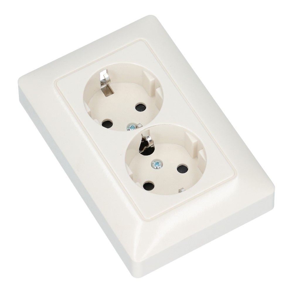 Wandcontactdoos dubbel MIKRO 1014 kinderveilig