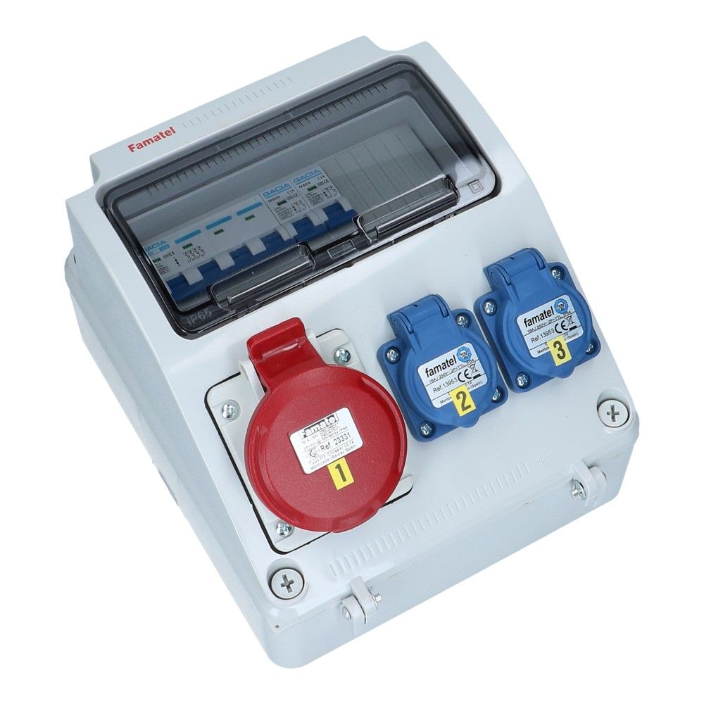 Wandverdeelkast IP44  beveiligd: 1x CEE 16A 5p 2x schuko