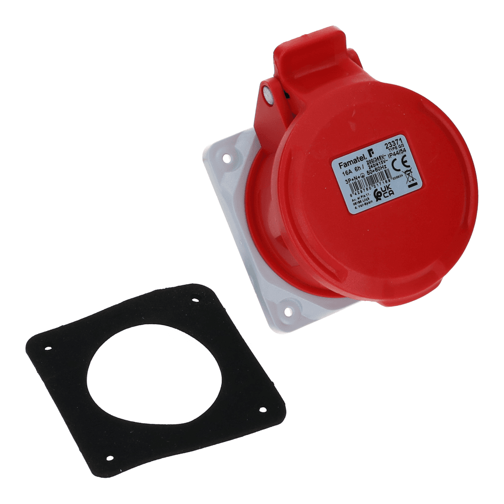 CEE female 5 polig 6H 16A IP54 inbouw wcd 380-415VAC recht
