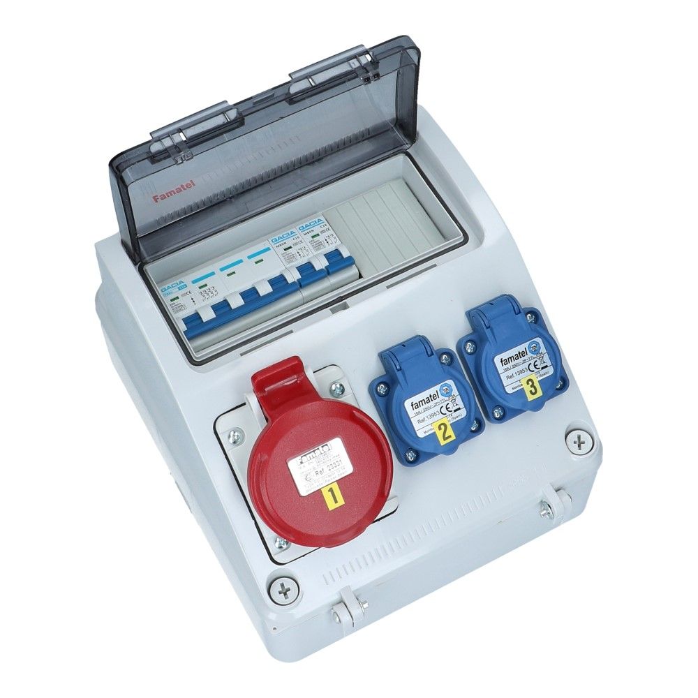 Wandverdeelkast IP44  beveiligd: 1x CEE 16A 5p 2x schuko