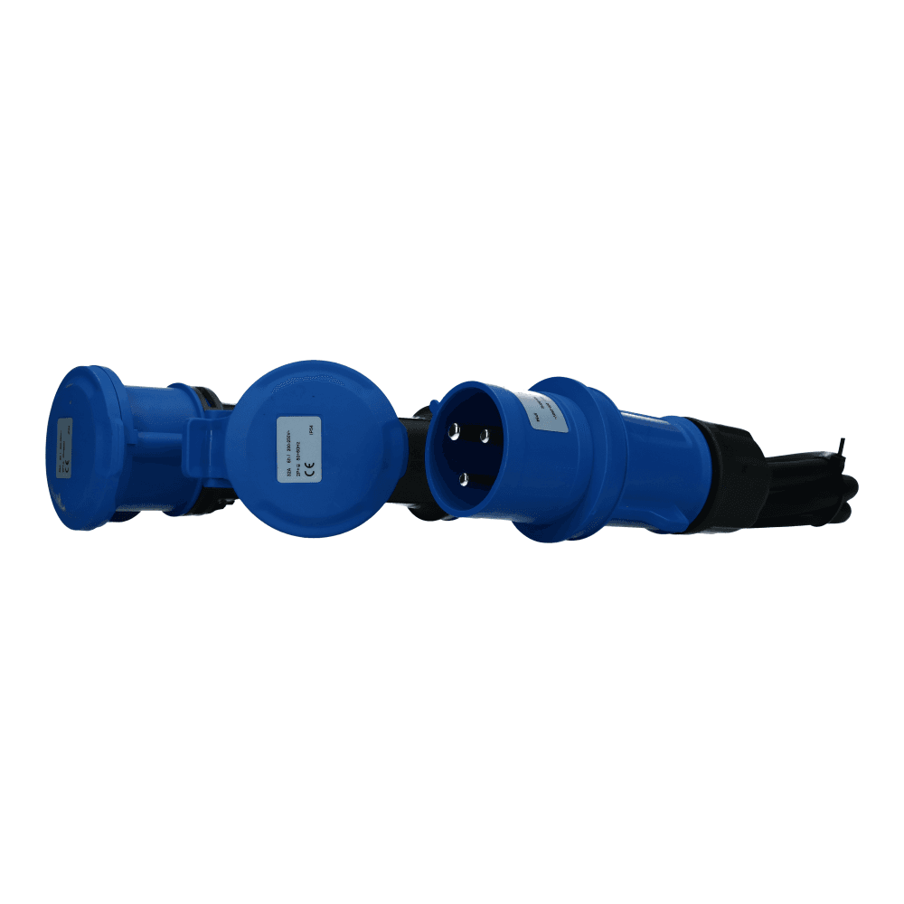 CEE verlengkabel 3 polig naar 3xCEE 3polig 32A female 2 meter IP54 H07RN-F