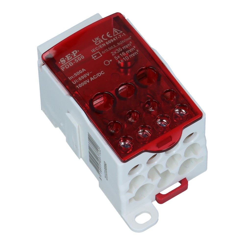 Aftakklem PDB 500A 3x15..8x24mm - 2x35mm² 5x16mm² 4x10mm² 24.5kA