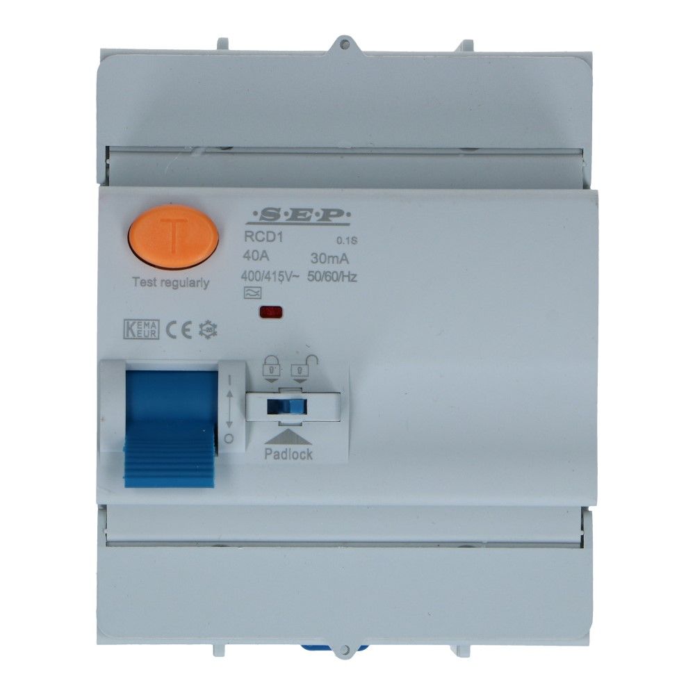 Aardlekschakelaar HI 40A 4 polig 100mA Type A[G] 10kA RCD1