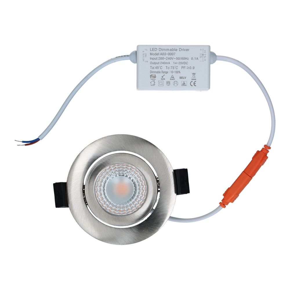 LED spot geborsteld staal IP65 5W 450lm 2700k 84mm kantelbaar dimbaar