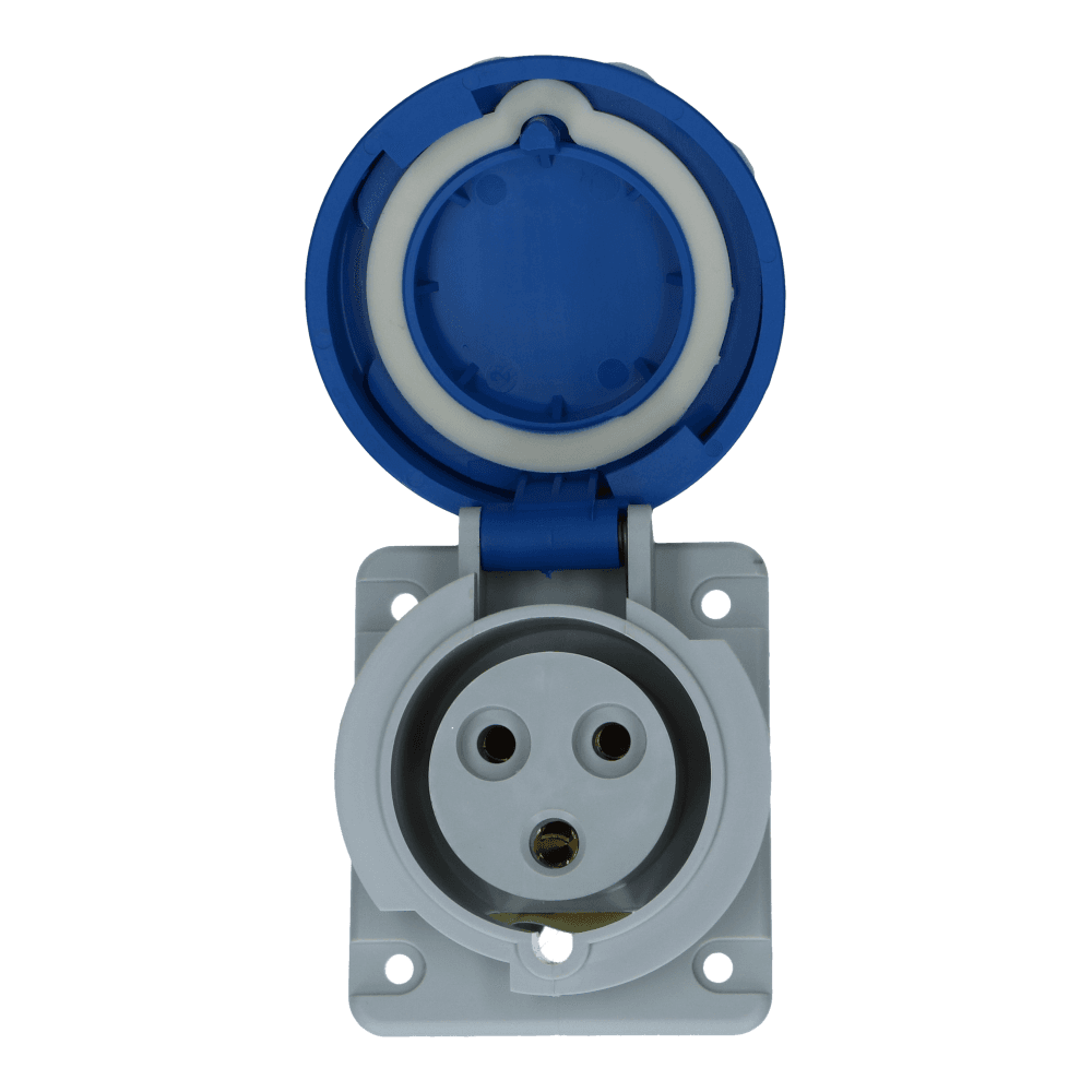 CEE female 3 polig 6H 32A IP67 inbouw wcd 220-240VAC