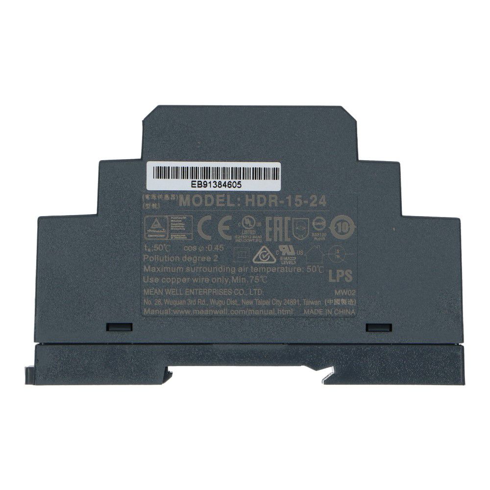 Voeding 24VDC 15W 0.63A dinrail ingang 85-264VAC