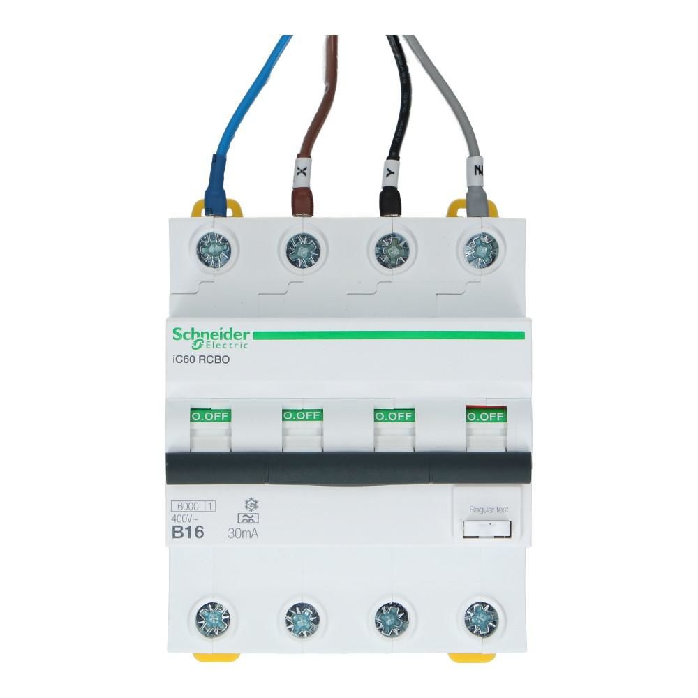 Acti9 PowerTag 3 polig + nul boven- en ondermontage met draad