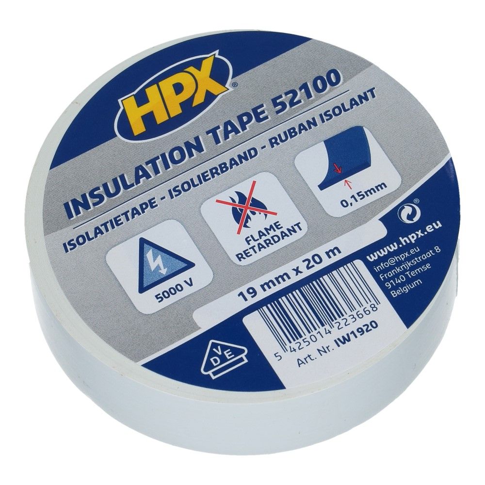 Wit PVC isolatietape 19mm - 20 meter