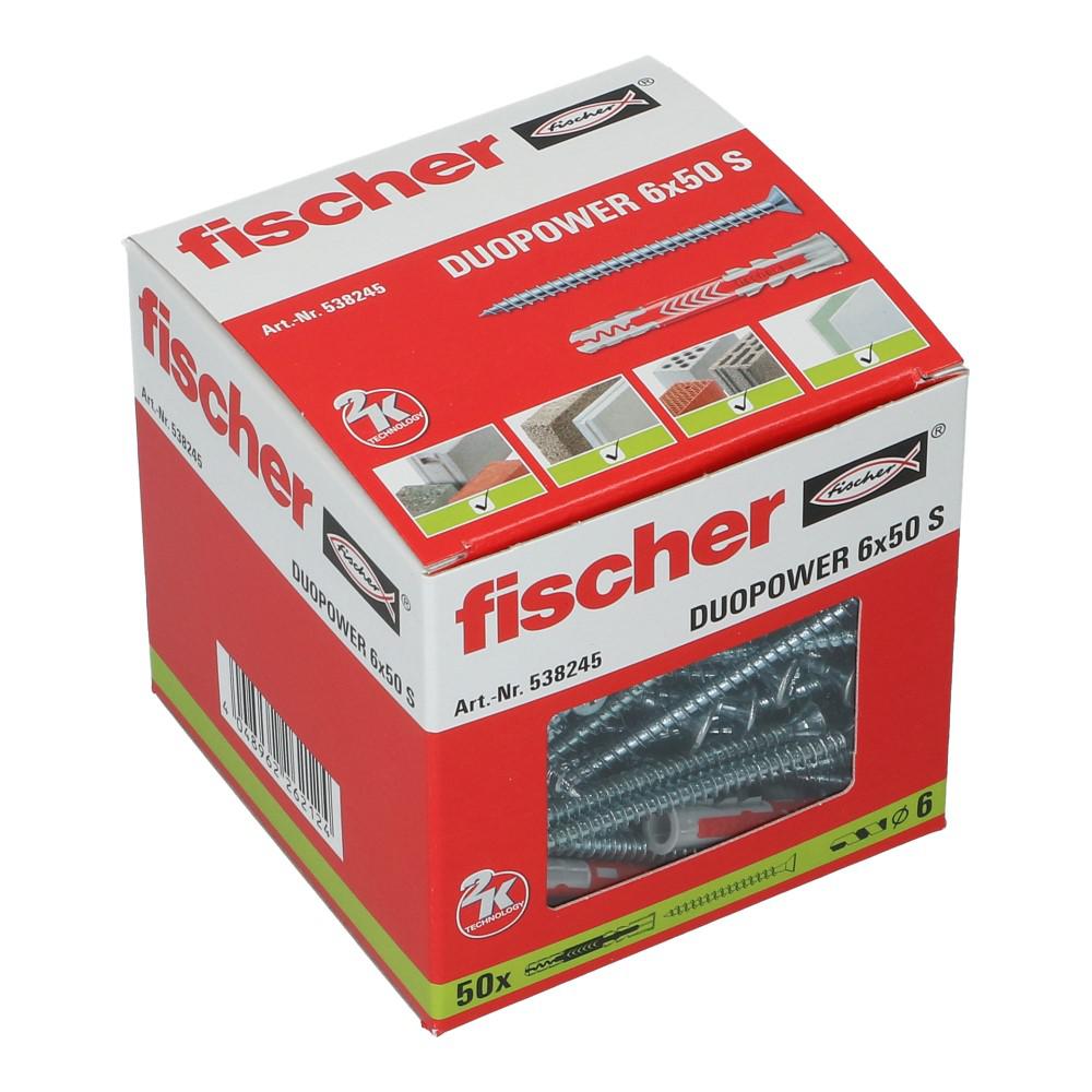 DuoPower plug universele 6x50mm met schroef 4.5x70mm PZ2 - 50 stuks