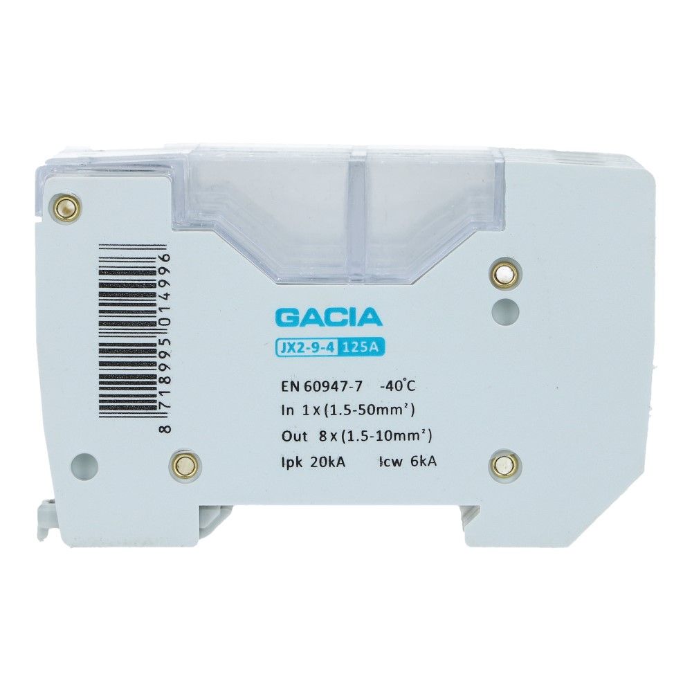 Verdeelblok JX2-9 125A 4p 1x50mm² 8x6mm²