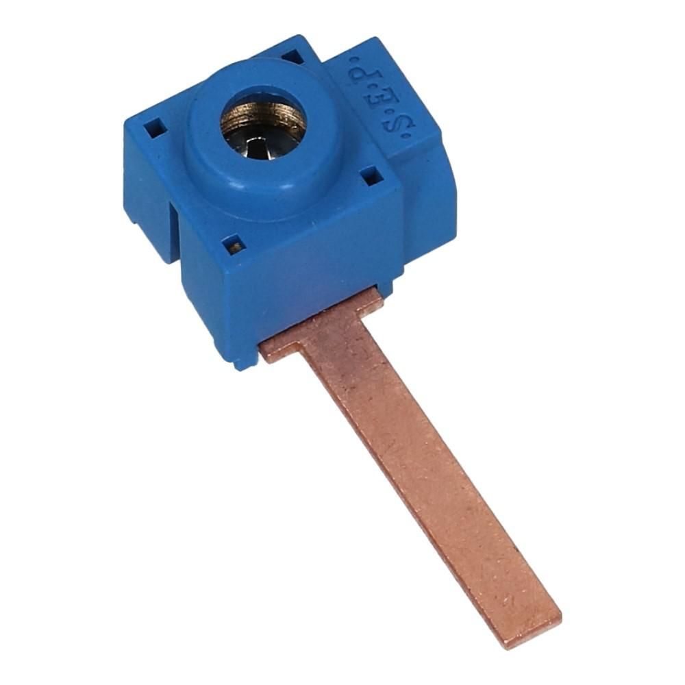 Aftakblok pin blauw 1 fase 25mm² stift 27mm zijkant