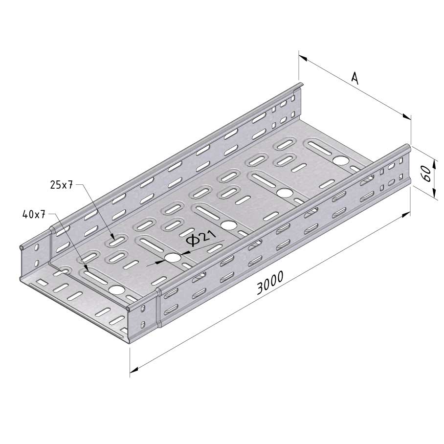 Kabelgoot ineenschuifbaar 300x60mm Sendzimir verzinkt - 3 meter