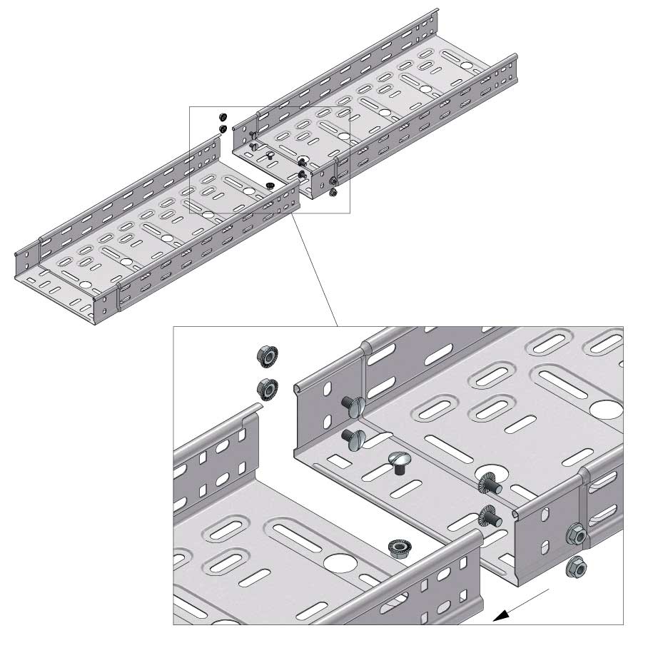 Kabelgoot ineenschuifbaar 300x60mm Sendzimir verzinkt - 3 meter