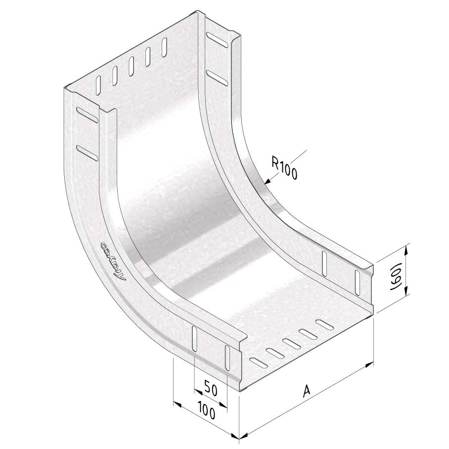 Kabelgoot stijgbocht300x60mm Sendzimir verzinkt