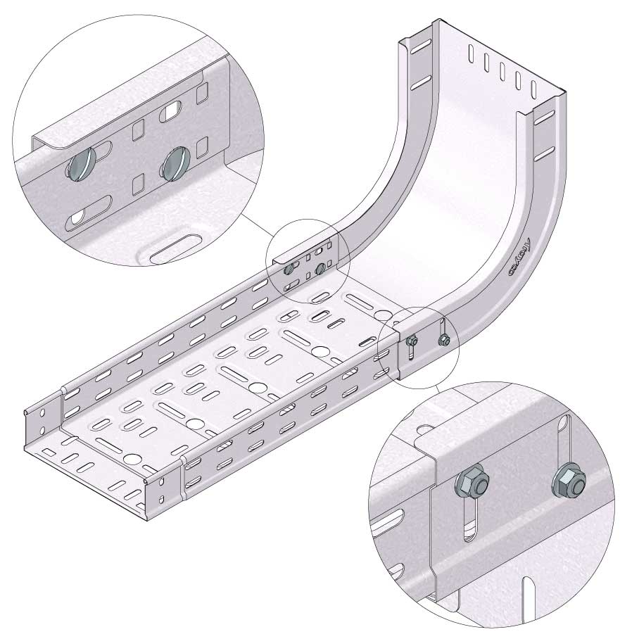 Kabelgoot stijgbocht300x60mm Sendzimir verzinkt
