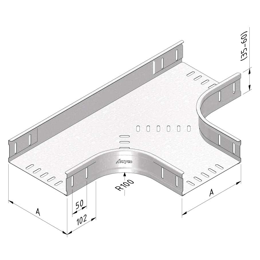 Kabelgoot T-stuk 300x60mm Sendzimir verzinkt