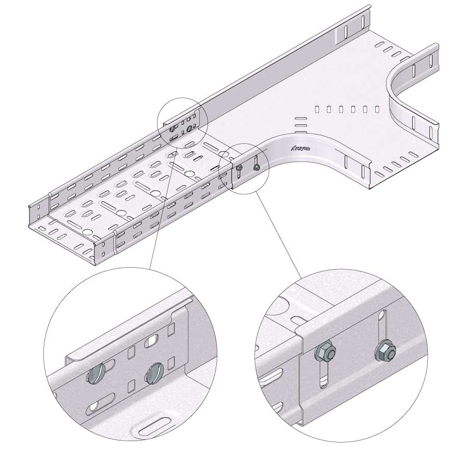 Kabelgoot T-stuk 300x60mm Sendzimir verzinkt