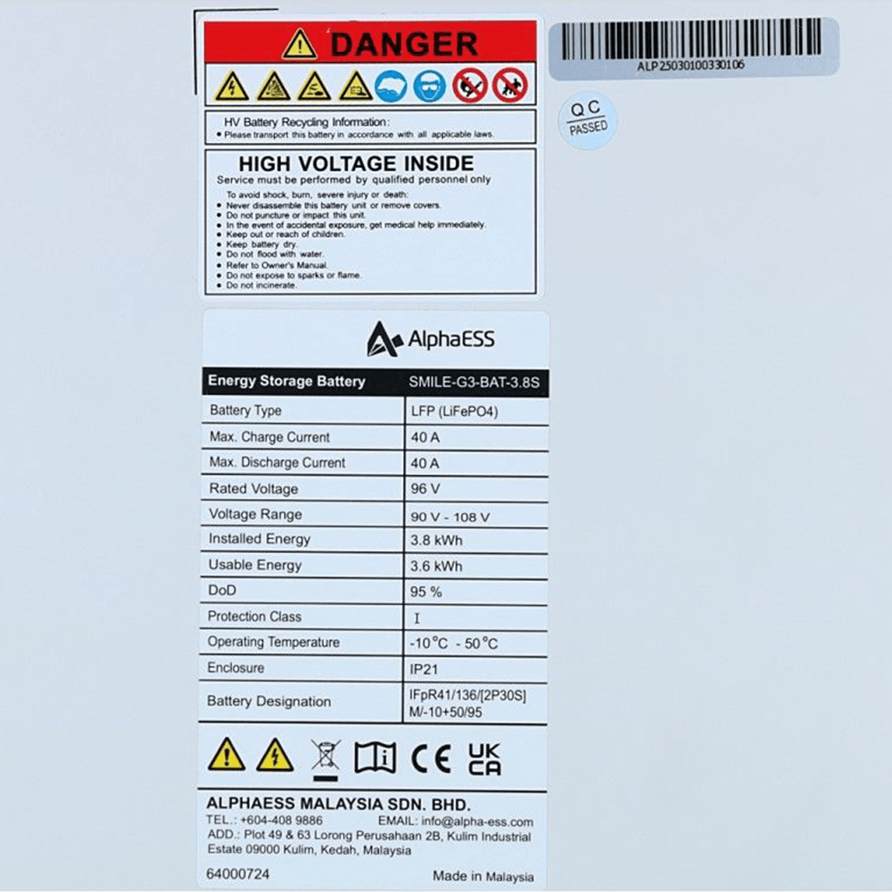AlphaESS batterij 3.8kWh SMILE-G3-BAT-3.8S