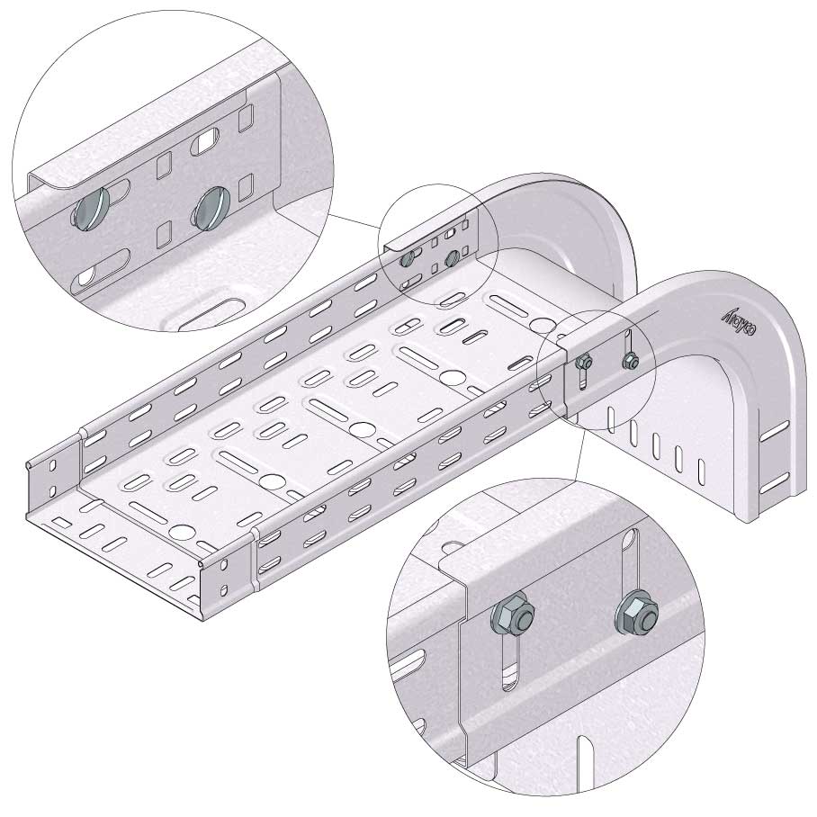 Kabelgoot valbocht400x60mm Sendzimir verzinkt