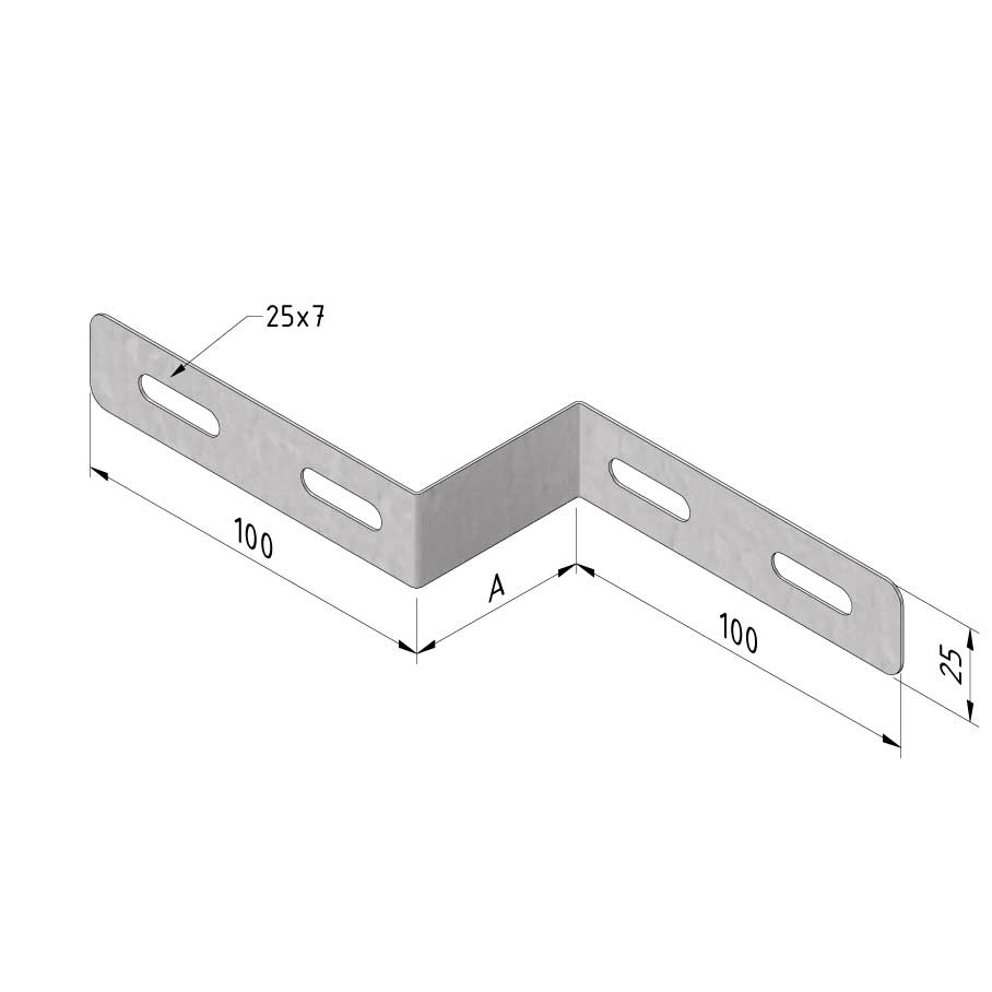 Kabelgoot verloop 50mm voor 60mm hoog Sendzimir verzinkt