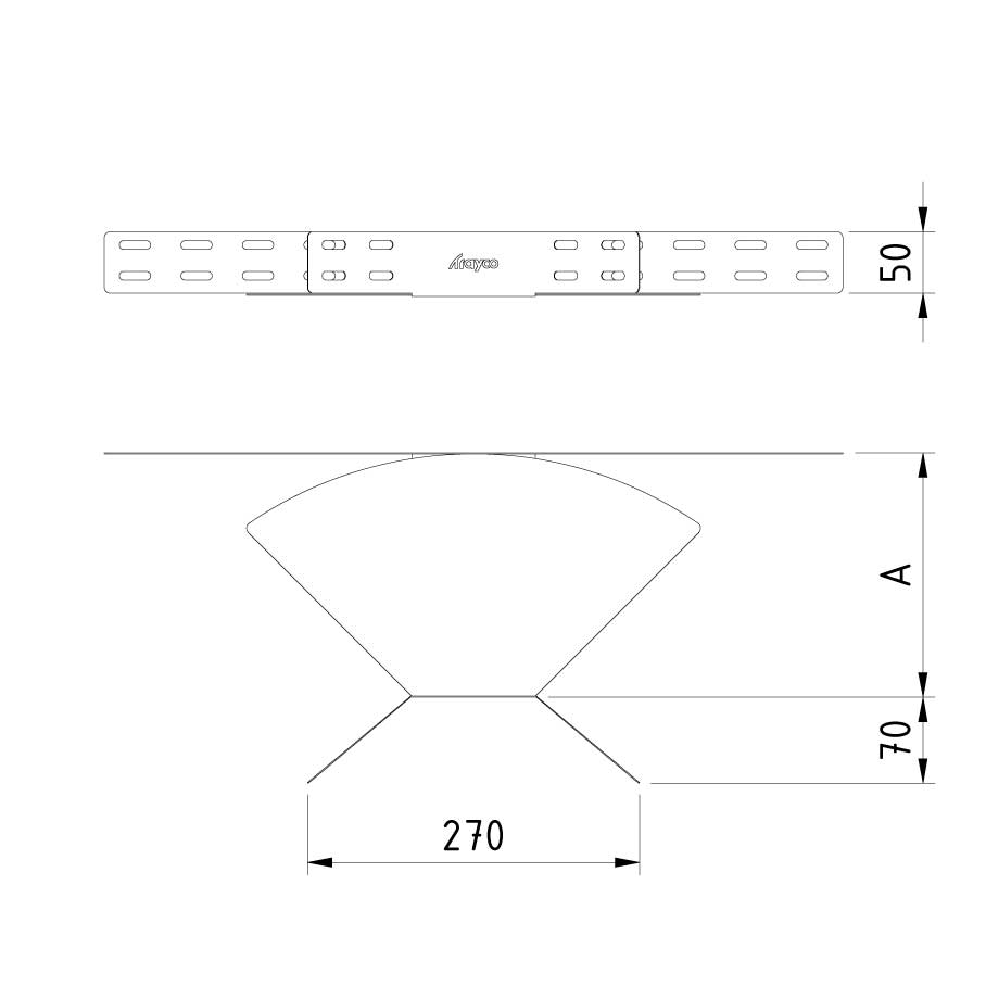Kabelgoot verstelbare bocht 90°-170° 100x60mm Sendzimir verzinkt